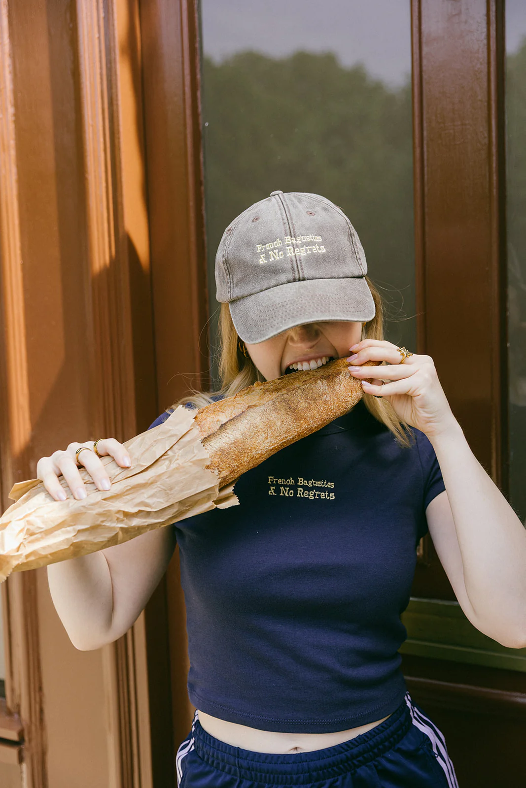 French Baguettes & No Regrets Embroidered Cap - Image 5