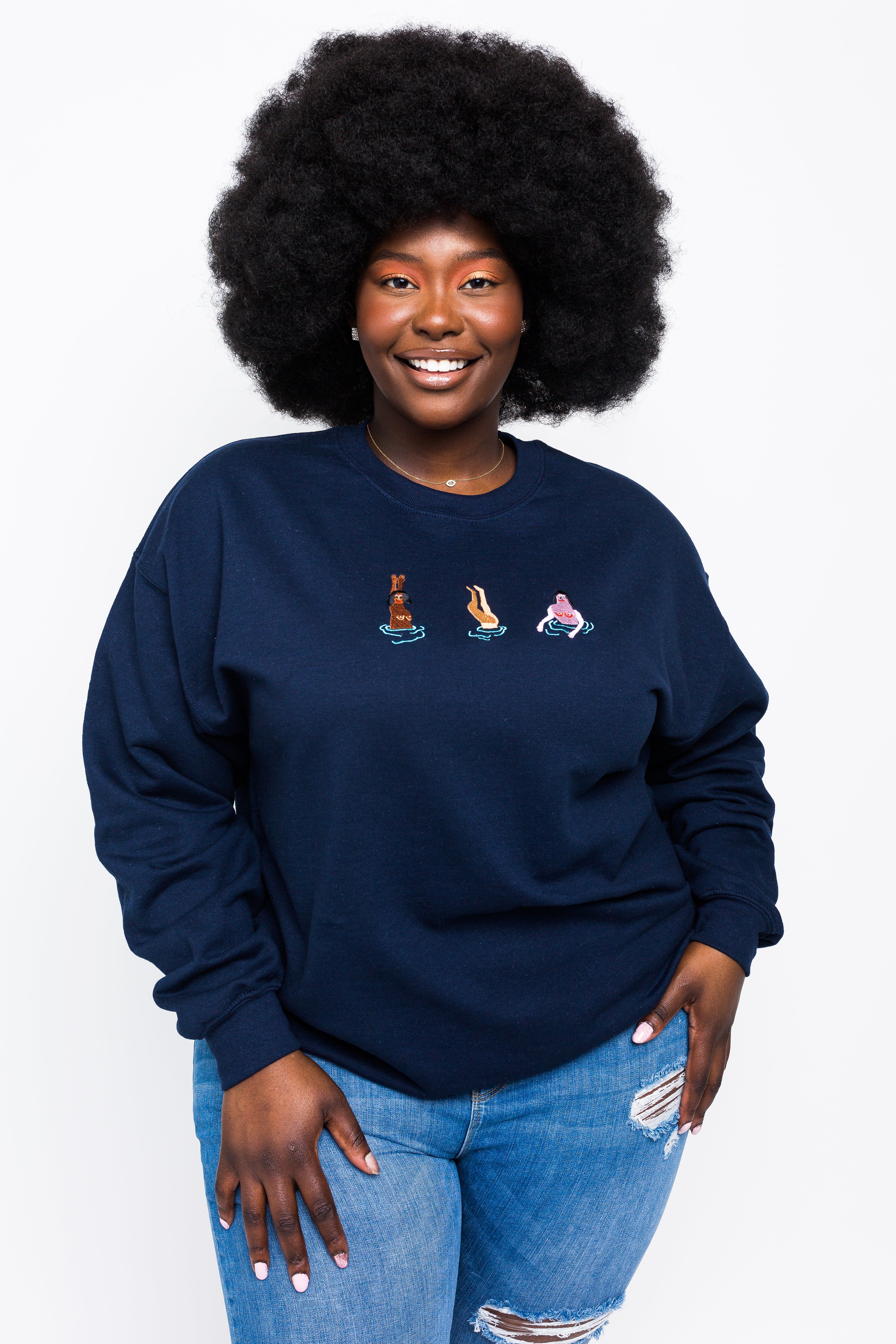 Swimming Ladies Embroidered Sweatshirt - Image 5